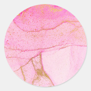 Rosa Guld Watercolor Classic Round Sticker Runt Klistermärke
