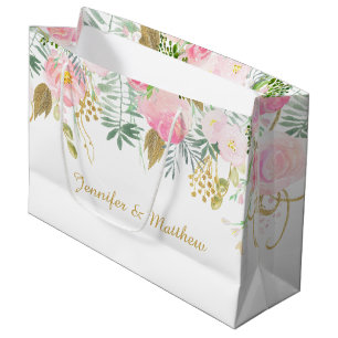  Rosa Guld Watercolor Flowers LARGE Gift Bags