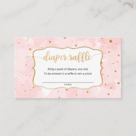 Rosa Guld Watercolor girl Diaper raffle biljett