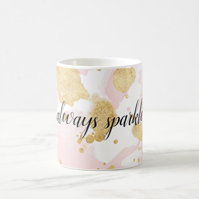  Rosa Guld Watercolor Glitzy Gnistra Kaffemugg (Center)