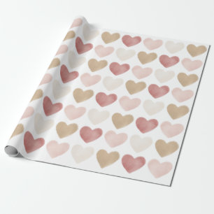 Rosa Guld Watercolor Hearts Valentine Day Presentpapper