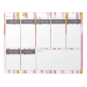 Rosa & Guld Watercolor Paint Rand veckovis Mönster Anteckningsblock
