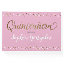 Rosa Guld White Confetti Quinceanera 15:e födelsed