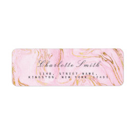 Rosa Guld White Marble Returetiketters Returadress Etikett
