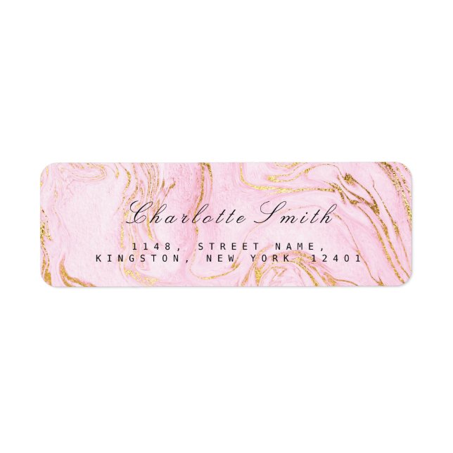 Rosa Guld White Marble Returetiketters Returadress Etikett (Framsidan)