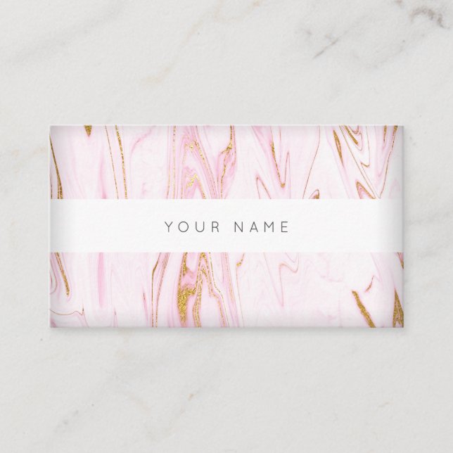 Rosa Guld White Marble Vip Abstrakt Visitkort (Framsida)