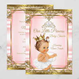 Rosa Guld White Pearl Princess Baby Shower Light L Inbjudningar