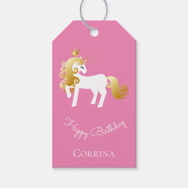 Rosa Guld White Unicorn Presentetikett (Framsidan)