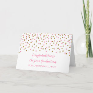 Rosa Guld Wife Grattis Studenten Kort