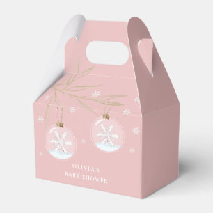Rosa Guld Winter Snowflake Baby Shower Presentaskar