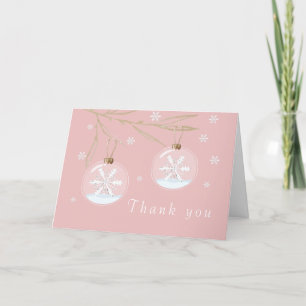 Rosa Guld Winter Snowflake Baby Shower Tack Kort