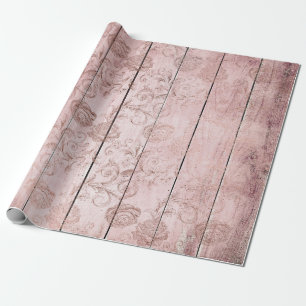 Rosa guld- Wood slående in papper rulle Presentpapper
