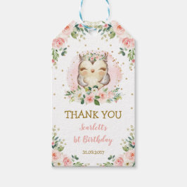 Rosa Guld Woodland Uggla Rosa ros födelsedag i Presentetikett