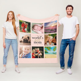  Rosa Guld World Best Mamma 8 Photo Collage Fleecefilt