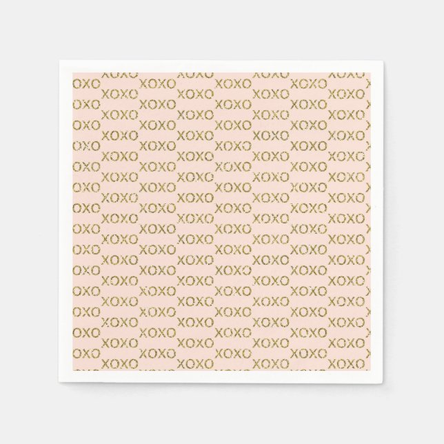 Rosa & Guld xoxo Valentinesfest Pappersservett (Framsidan)