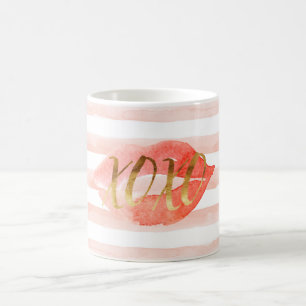 Rosa Guld XOXO Watercolor Kiss Kaffemugg