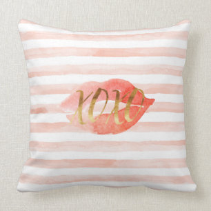 Rosa Guld XOXO Watercolor Kiss Kudde