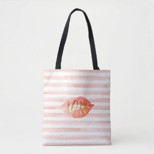 Rosa Guld XOXO Watercolor Kiss Tygkasse