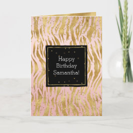 Rosa Guld Zebra Glitz Konfetti-kort Kort