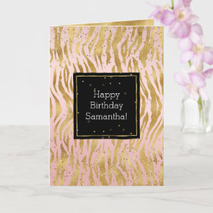 Rosa Guld Zebra Glitz Konfetti-kort Kort