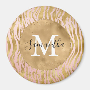 Rosa Guld Zebra tryck Glitz-Gnistran Magnet