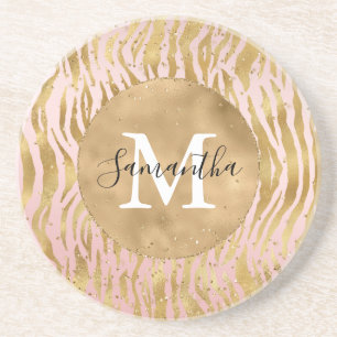 Rosa  Guld Zebra tryck Glitz-Gnistran      Underlägg