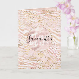 Rosa Guld Zebra tryck Glitz Kort