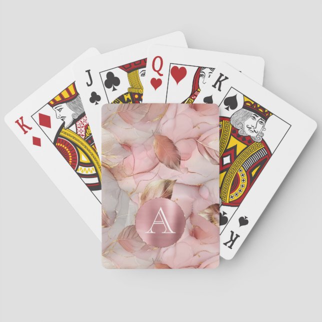 Rosa Guldblad Monogram Casinokort (Baksidan)