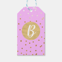 Rosa Guldkonfettiprickar Modern Glamour Glam Favor Presentetikett