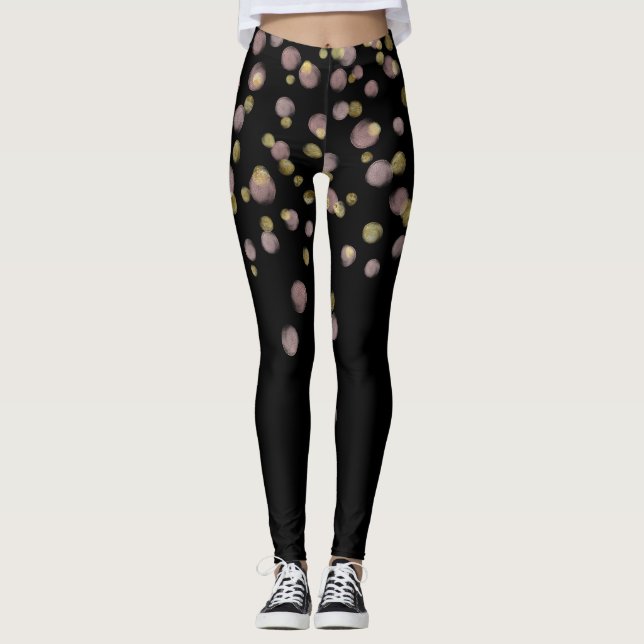 Rosa guldöverdrag på svart leggings (Framsida)