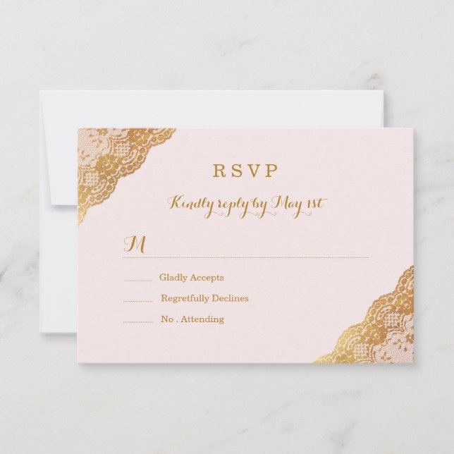 Rosa Guldspets RSVP OSA Kort (Framsida)