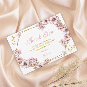 Rosa Guldtiara Fjäril Quinceañera Tack Kort