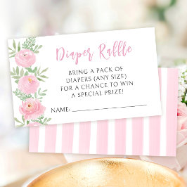 Rosa gullig blommigt boho babydusch, raffel tilläggskort