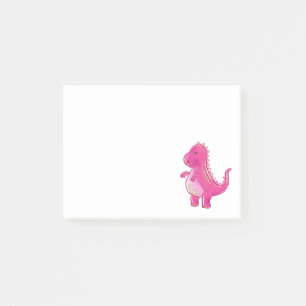 Rosa gullig Dinosaur för T Rex   Dino Post-it Block