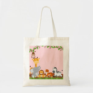 Rosa gullig djungelbaby djurtote bags tygkasse