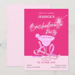 Rosa, gullig gnistra, cocktail bachelorette Party Inbjudningar