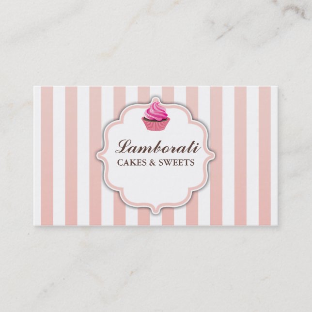 Rosa gulligt elegantt modernt för muffinbageri visitkort (Framsida)