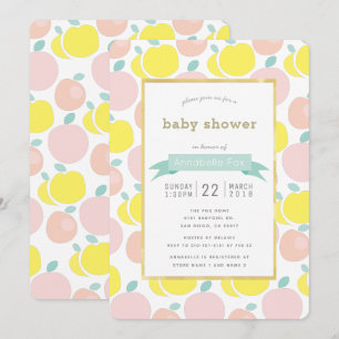Rosa Gult Apple Mönster Baby Shower-inbjudan Inbjudningar