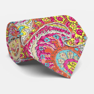 Rosa Gult Aqua Vintage Paisley Bröllop Tie Slips