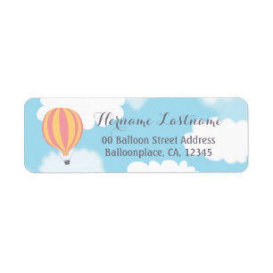 Rosa Gult Balloon Himlar Returetiketter Returadress Etikett