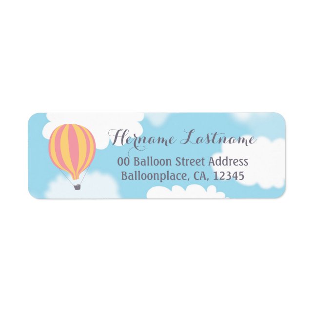 Rosa Gult Balloon Himlar Returetiketter Returadress Etikett (Framsidan)