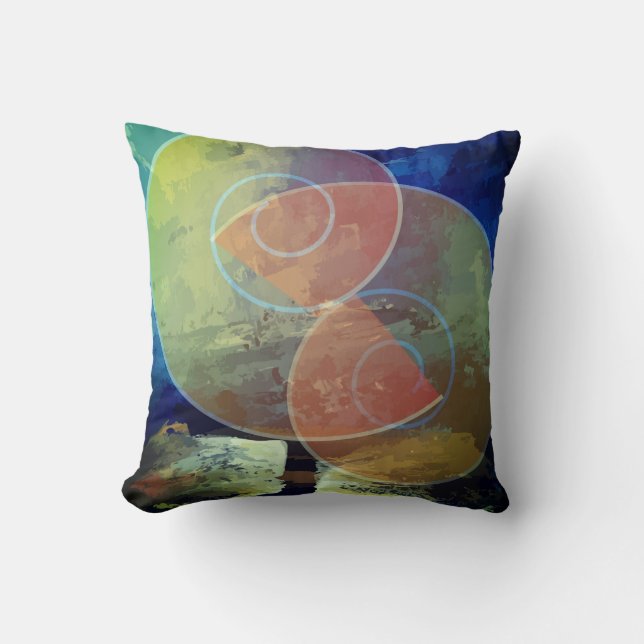 Rosa,Gult,Blå Abstrakt och Elegant Cushion Kudde (Framsida)