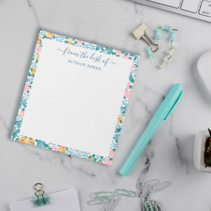 Rosa Gult Blommönster Gräns från skrivbordet Anteckningsblock