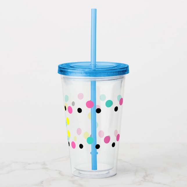 Rosa Gult Blue Polka dots Take Away Mugg (Framsida)