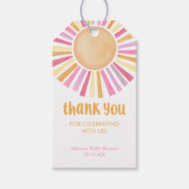 Rosa gult Boho sunshine sol Flickdusch Presentetikett