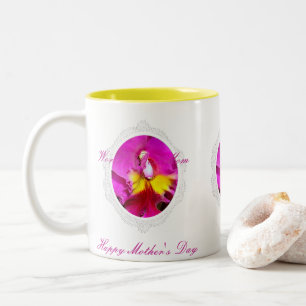 Rosa Gult Cattleya Orchid Mors dag Mugg