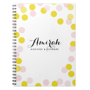 Rosa & Gult Confetti Polka dots Anpassningsbar bär Anteckningsbok Med Spiral