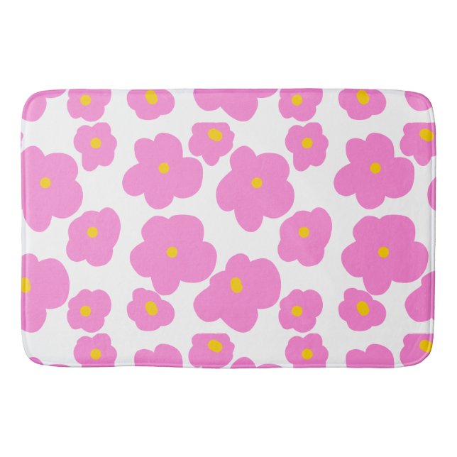 Rosa gult daisy blomma modern elegant mönster badrumsmatta (Framsidan)