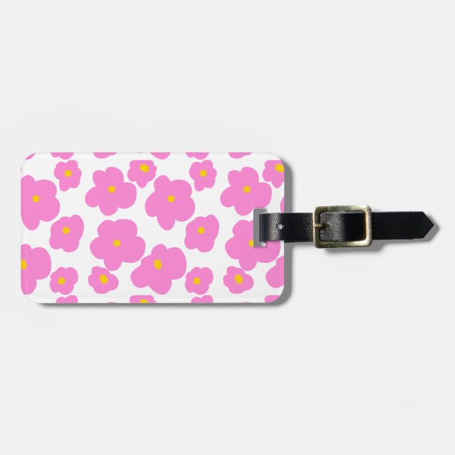 Rosa gult daisy blomma modern elegant mönster bagagebricka (Horisontell Framsida)