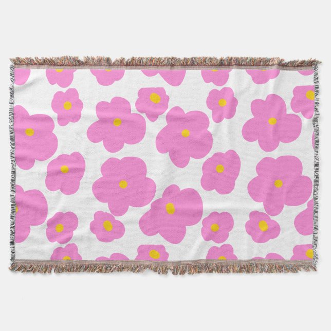 Rosa gult daisy blomma modern elegant mönster filt (Framsidan)